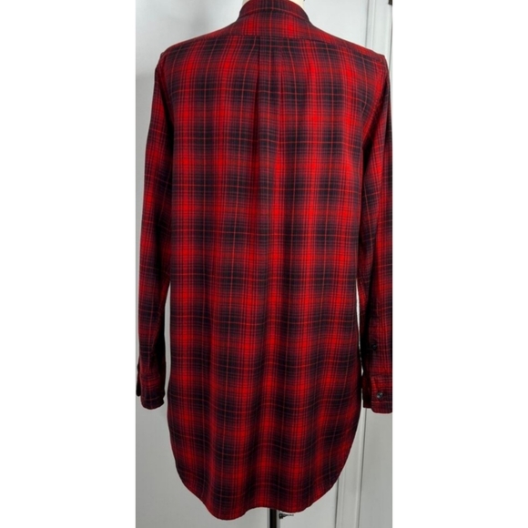 Ralph Lauren Denim & Supply | Red/Black Pleated Hi-Low Plaid Top - Picture 10 of 16